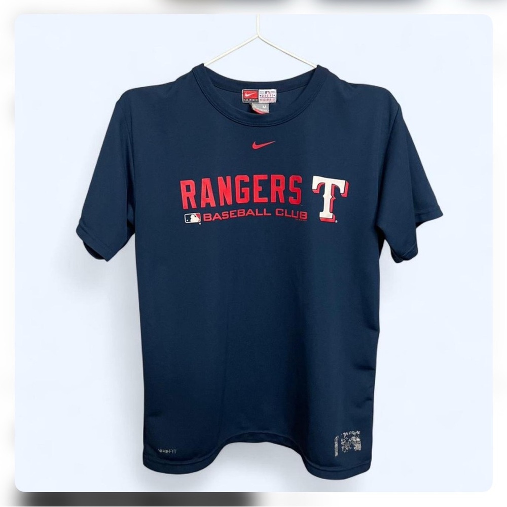 Nike Texas Rangers Navy vintage Dri-FIT T-Shirt with Red Logo